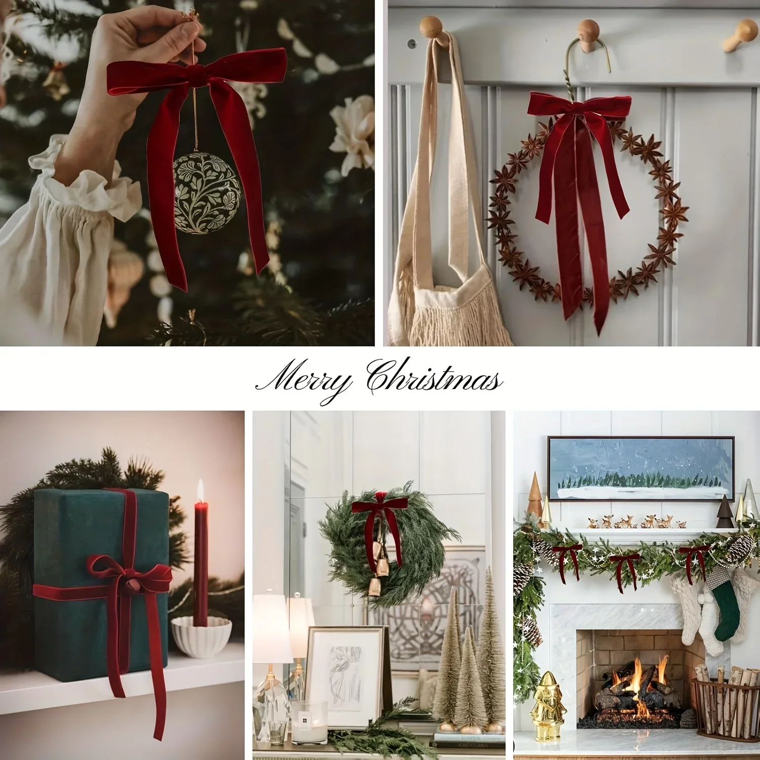Burgundy Velvet Bows 20pcs For Christmas Tree Decoration Festive Holiday Garland Ties