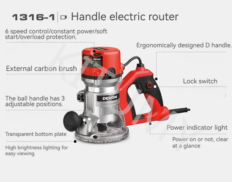 1316-1 Portable Woodworking Engraving Machine Slotting Machine 220V/1300W Trimming DIY Electric Wood Milling Tool
