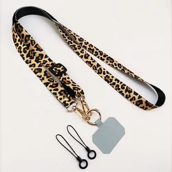 Leopard Print Crossbody Cell Phone Lanyard with Universal Gasket (Yellow)