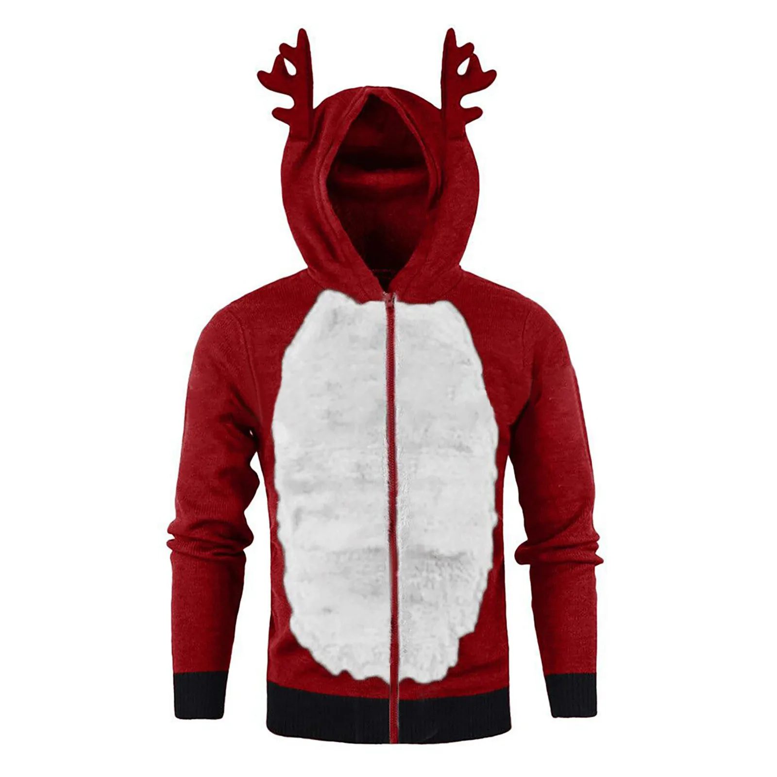 

Christmas Cosplay Costumes Men'S Autumn Winter Xmas Hoody Zipper Feather Hooded Christmas Deer 3d Sweatshirt Top Party Costumes