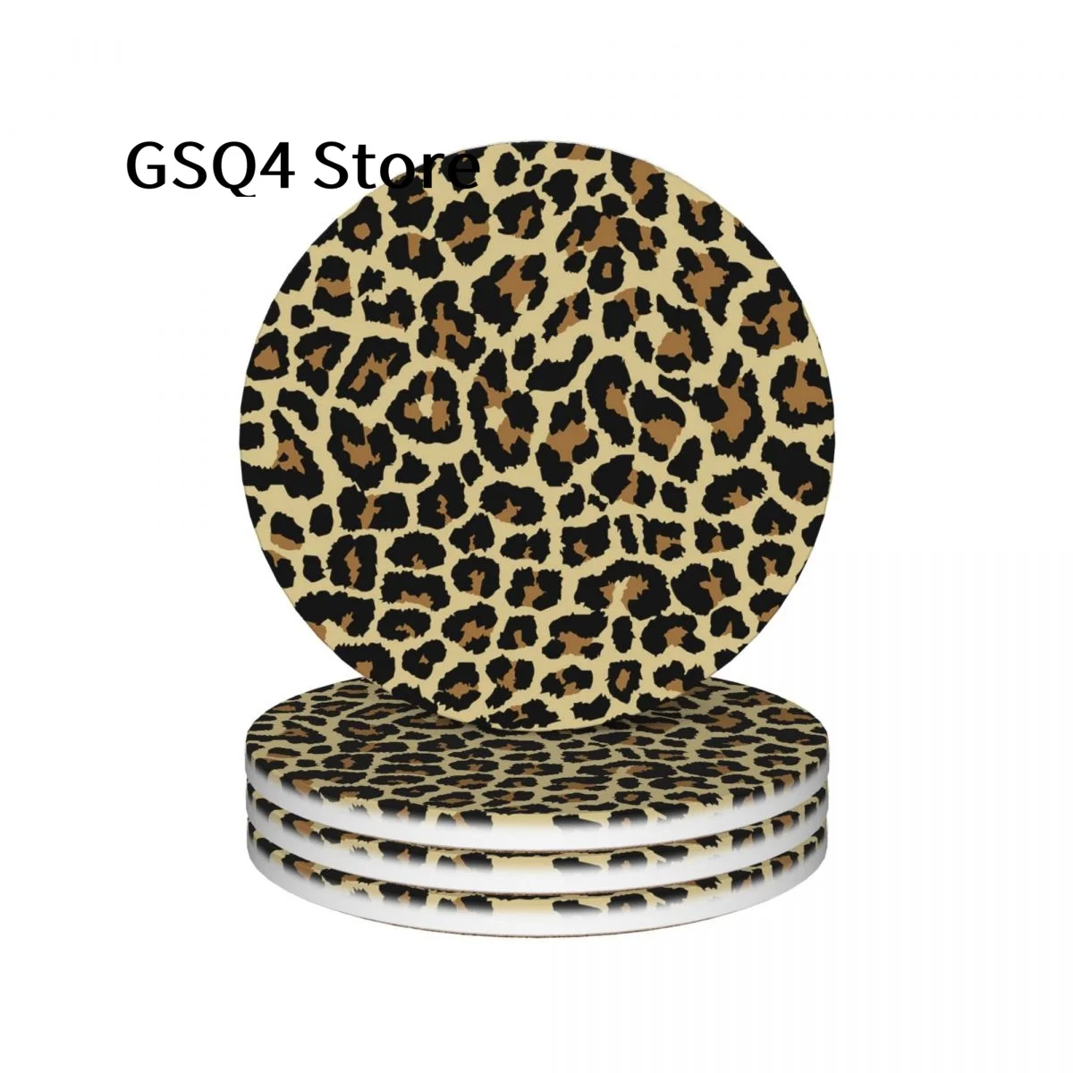 

Leopard Coasters of Drinks Set of 4 Cup Holders Water Absorbing Ceramic Drinks Coaster for Home Kitchen Gift Decor