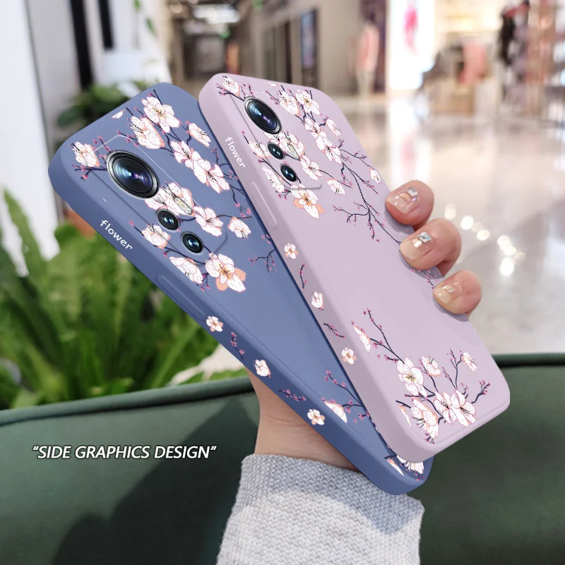 Elegant Plum Blossom Liquid Silicone Phone Case - Premium Protective Cover