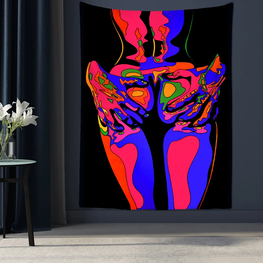 Psychedelic Tapestry Wall Hanging 80s Aesthetic Wall Cloth Tapestries Hippie Decor Living Room Bedroom Bohemian INS Print
