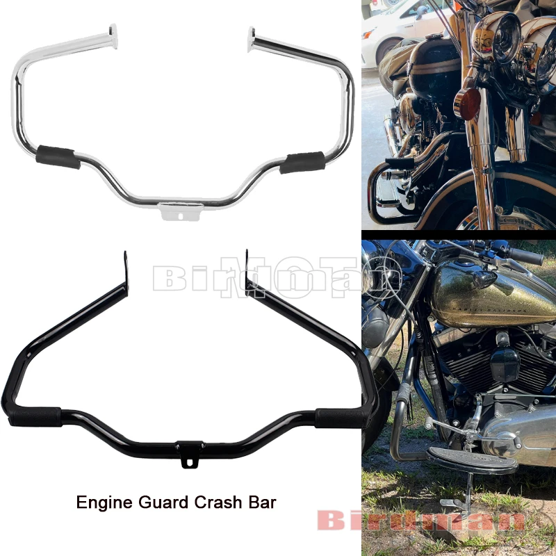 

1-1/4" 32mm Engine Guard Bumper Highway Crash Bar For Harley Softail Fat Boy Heritage Deluxe Slim Springer Classic FLSTN FLSTF