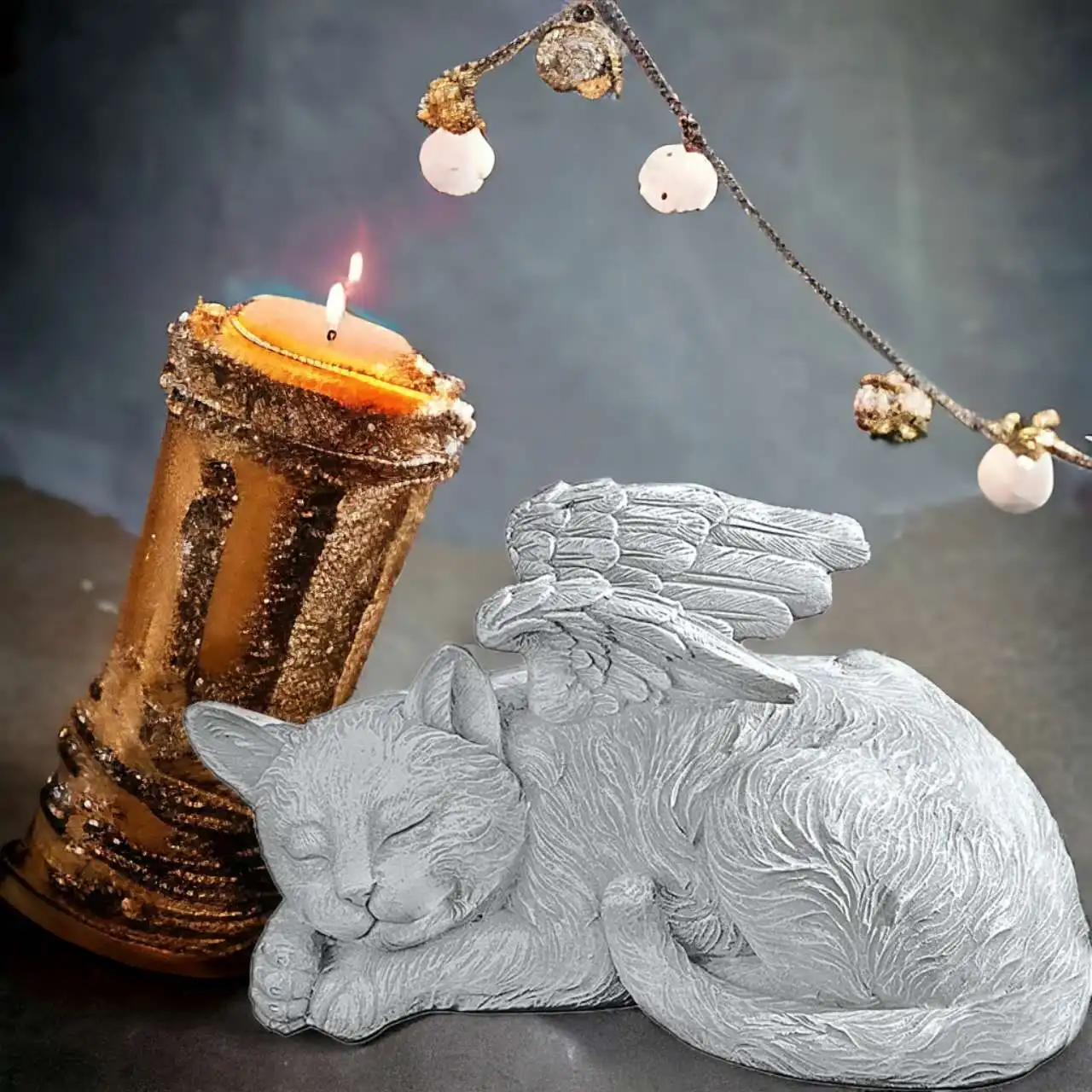 Angel Dog and Cat Memorial Resin Statue Garden Decoration
