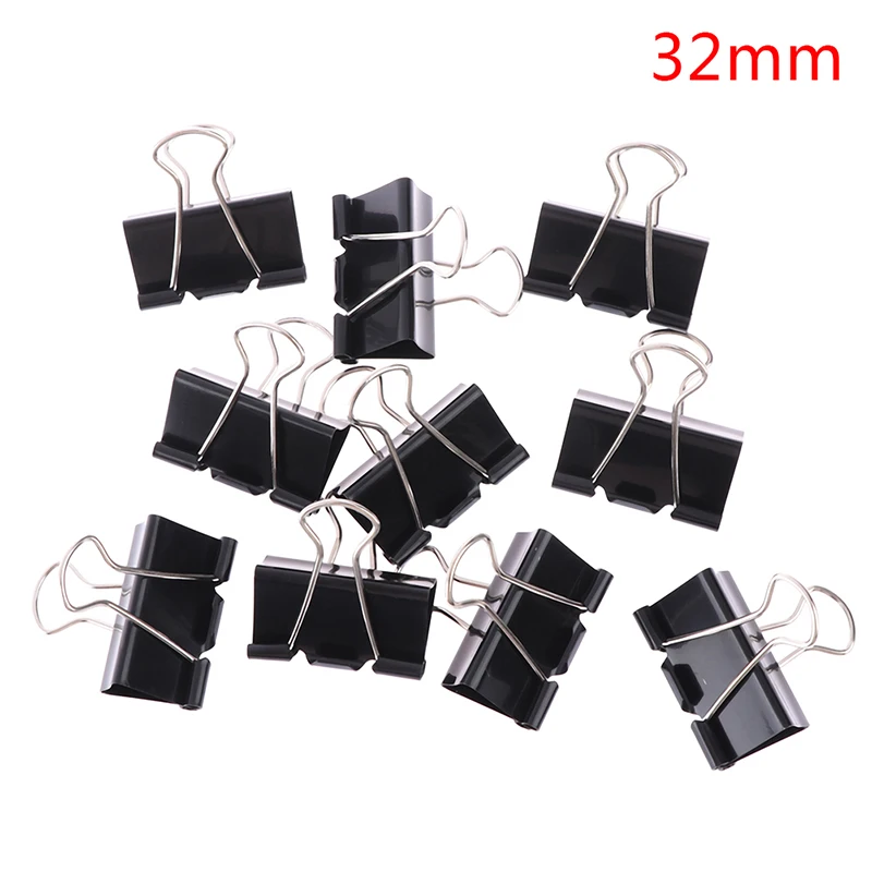 10 Stücke Schwarz Metall Binder Clips 19mm/25mm/32mm Notizen Brief Büroklammer Büro Schreibwaren liefert Bindung Sicherung