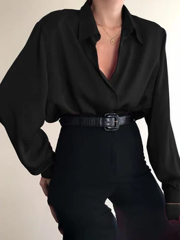 Women s Elegant V-Neck Blouse Ruffle Sleeve Button Down Shirt Stylish Loose Fit Lapel Top for Casual Wear 1