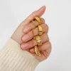 Croissant Chunky Rings for Women Gold Color 18K Gold Plated Wide Glossy Stainless Steel Ring Irregular Shell Stacking Jewelry 6