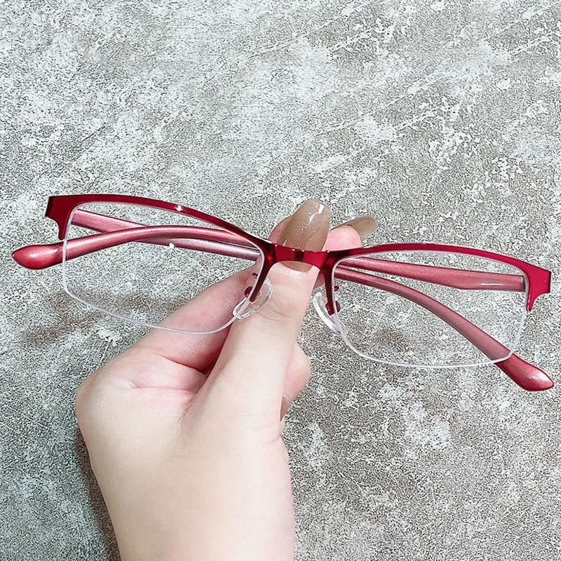 Half Frame Finished Myopia Glasses Men Women Short-sighted Eyewear -1.0-1.5-2.0 To -6.0 Anti-blue Light Prescription Glasses