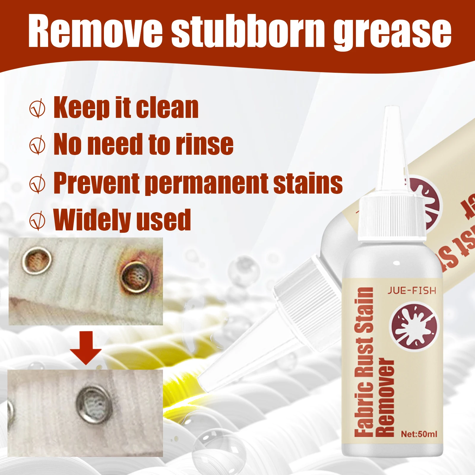 30ml Fabric Rust Stain Remover Clothes Rust Remover Waterless Clothing Cleaning Effective Decontamination Laundry CleansingAgent
