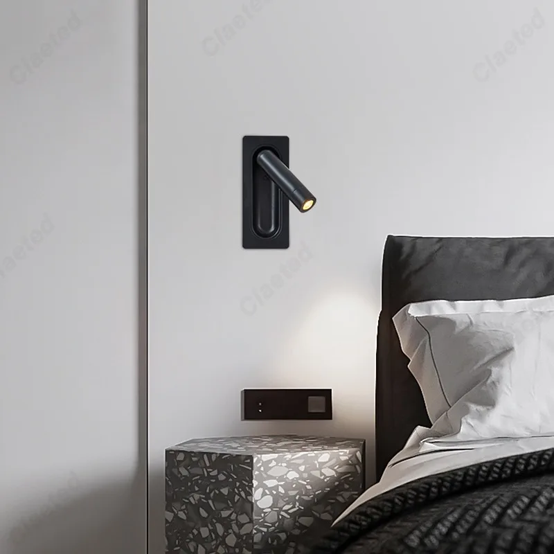 Creative LED Rotatable Wall Lamp USB Charging Interface Bedroom Bedside Reading Lamp Living Room Hotel Decoration Wall Lamp