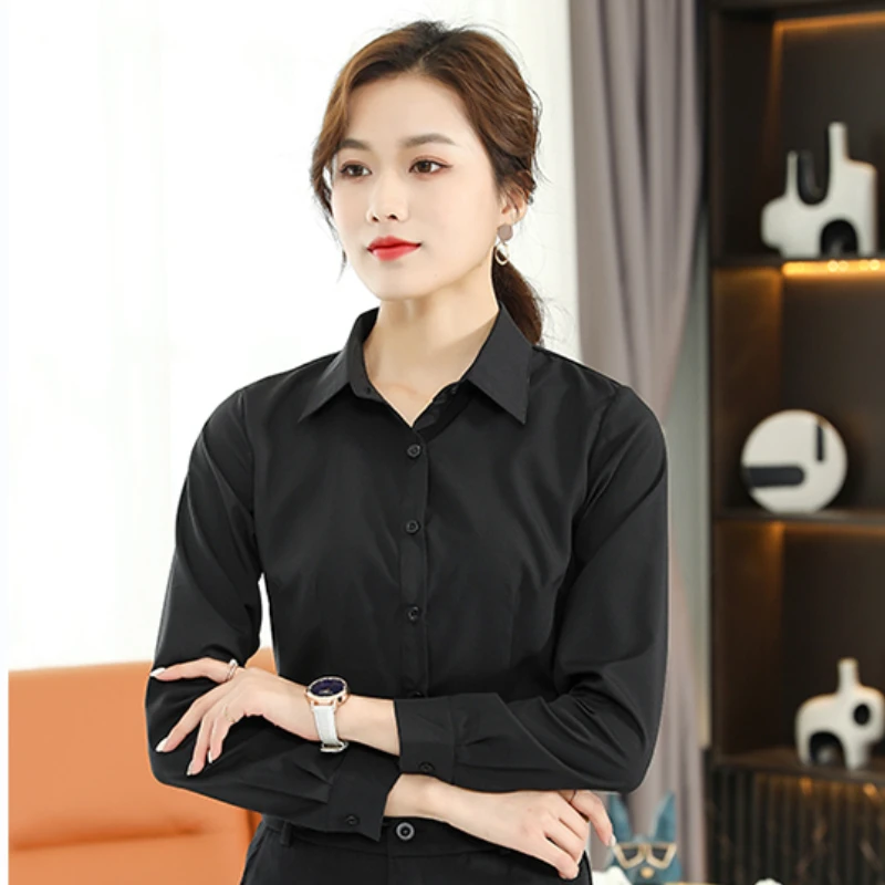 Blusa de manga larga para mujer, camisa de negocios de talla