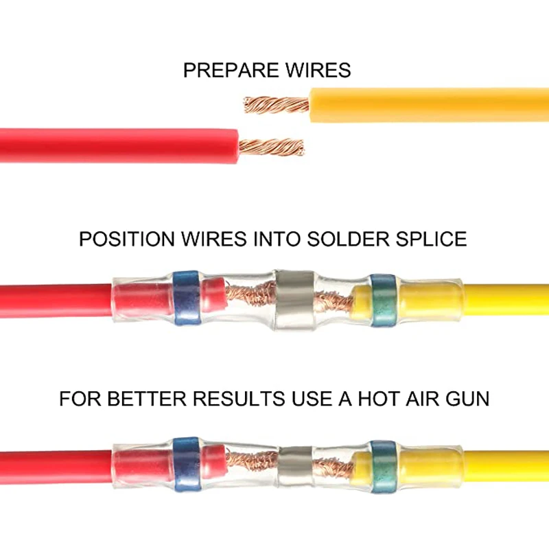 50/100/250PCS Mixed Heat Shrink Connect Terminals Waterproof Solder Sleeve Tube Electrical Wire Insulated Splice Connectors Kit