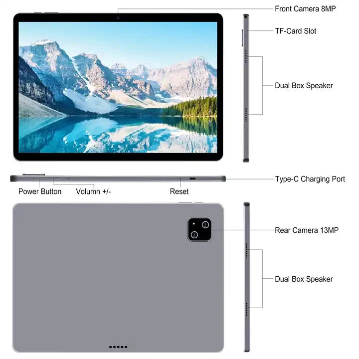 2024 New 13 Inch Large Screen 2160*1440 IPS 10000mAh Battery 8GB+256GB Phone Call 5G WIFI Google Play tablet Laptop Kids tablet 3