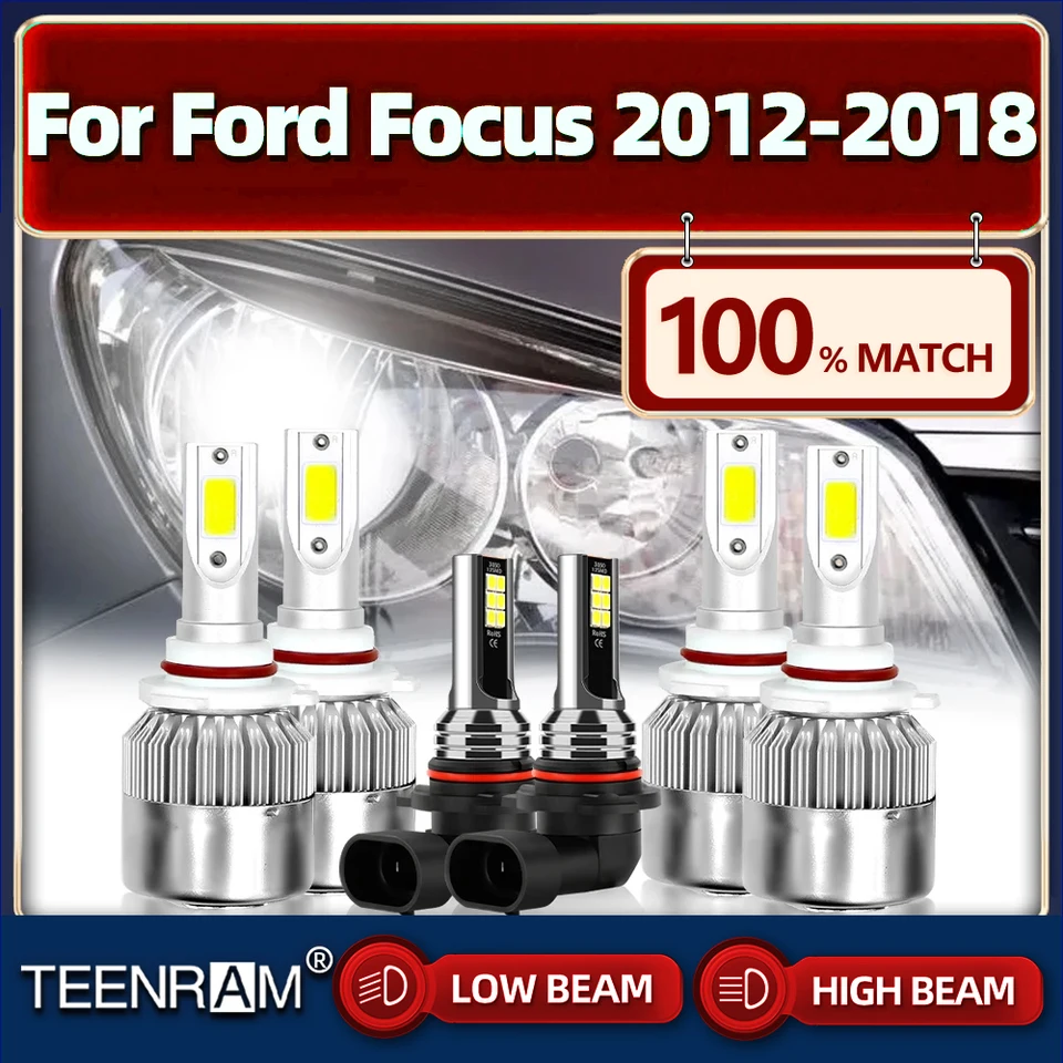LED Headlight & Fog Light Bulb Kit For Ford Focus 2012-2018 – H1 + H11, 6000K White