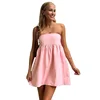 Elegant Solid Strapless Dress Women's Sleeveless Beach Vacation Short Dress Splice Off Shoulder Loose High Waist Clothing 1