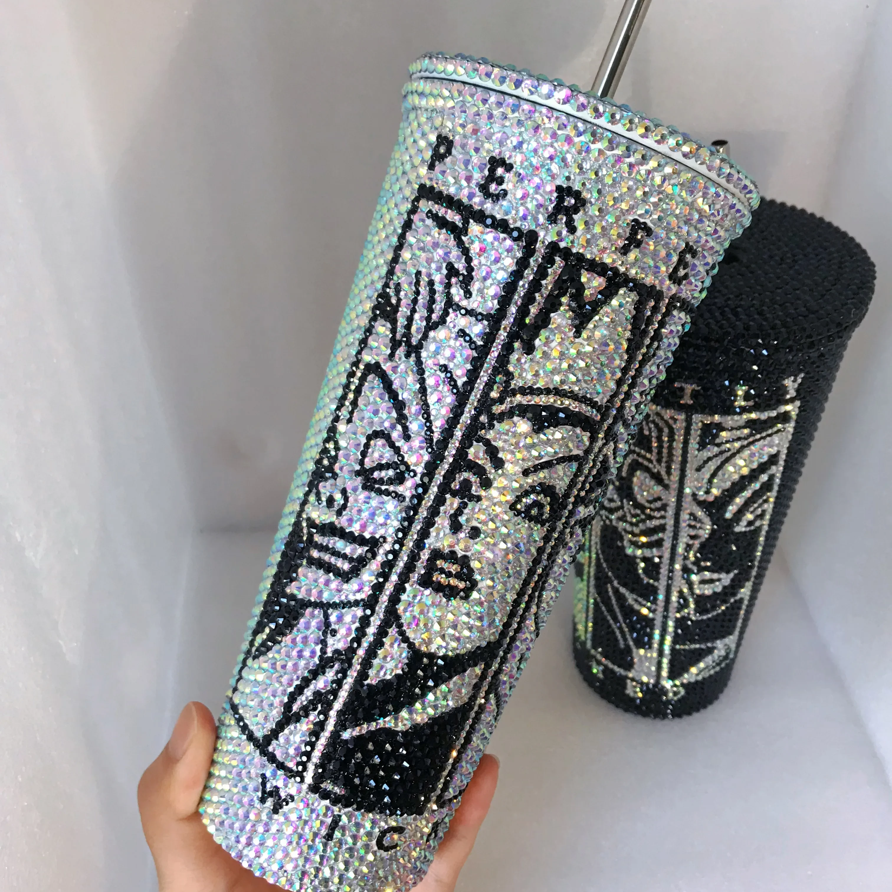 

Personalized Rhinestone Tumbler with Straw Perfectly Wicked Bling Thermos Custom Name Stainless Steel Water Bottle Gifts for Her