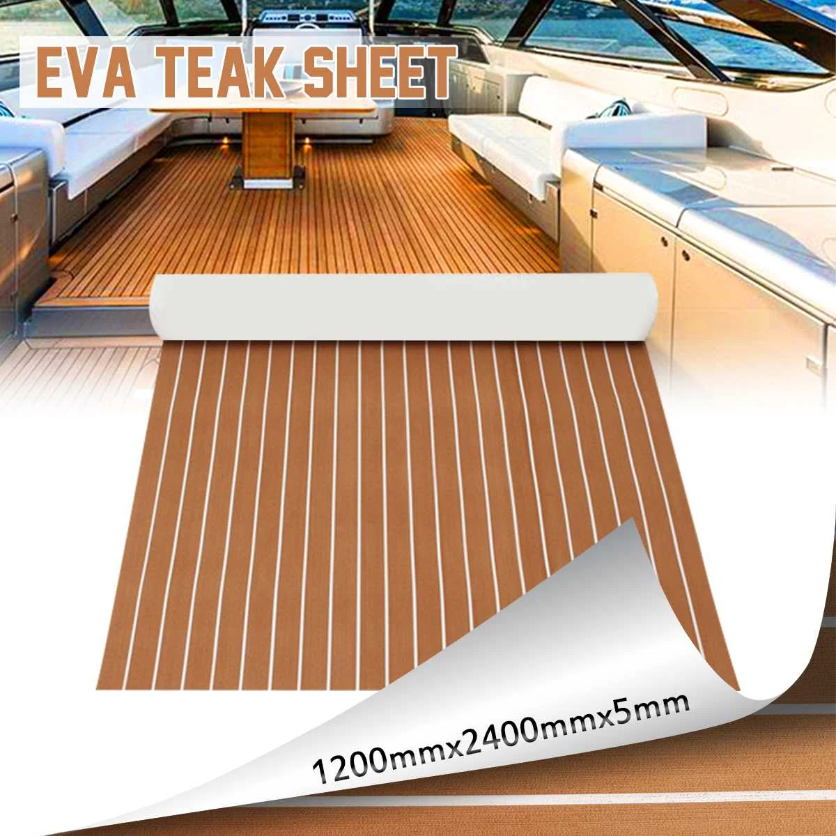 1200Mm X 2400Mm X 5Mm Schiuma Autoadesiva Yacht Sintetico Teak Deck Faux Teak Boat Deck Mat Decking Boat Eva Foam Tappetino Per Barca