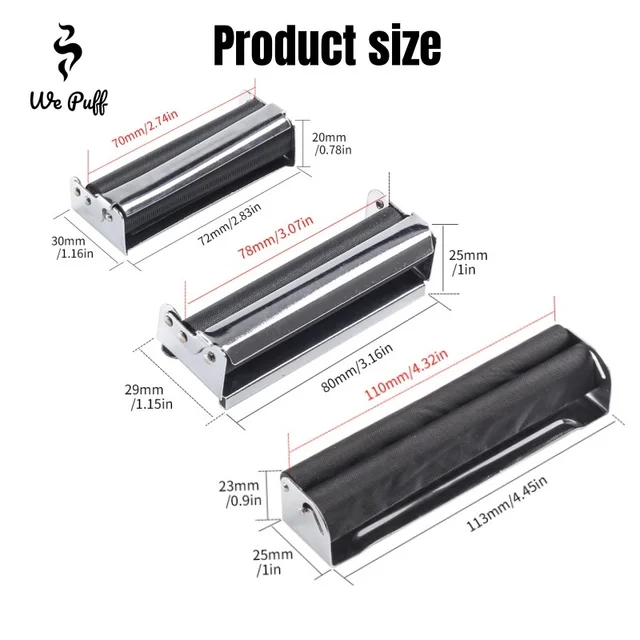 WE PUFF Portable Mini Metal Manual Rolling Machine 70/78/110 MM Paper Tobacco Hand Roller Cigarette Maker Gadgets for Men Gift 2