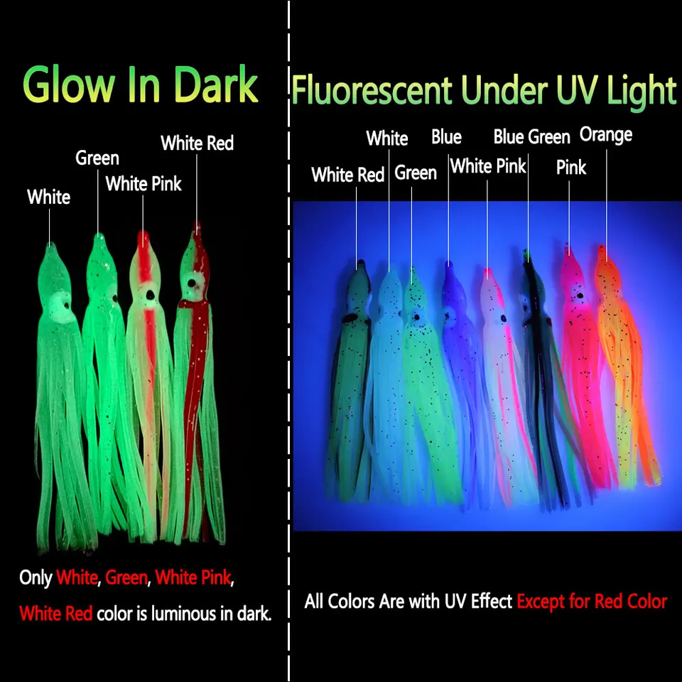40 PCS Luminous Octopus Fishing Lures - Glow In Water Soft Baits With Reflective Sheets