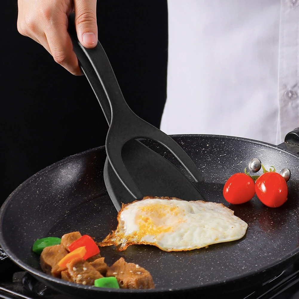 2 In 1 Flip Spatula Tongs Multifunctional Pancake Spatula Clamp Frying Steak Pancake Tongs for Home Kitchen Cooking