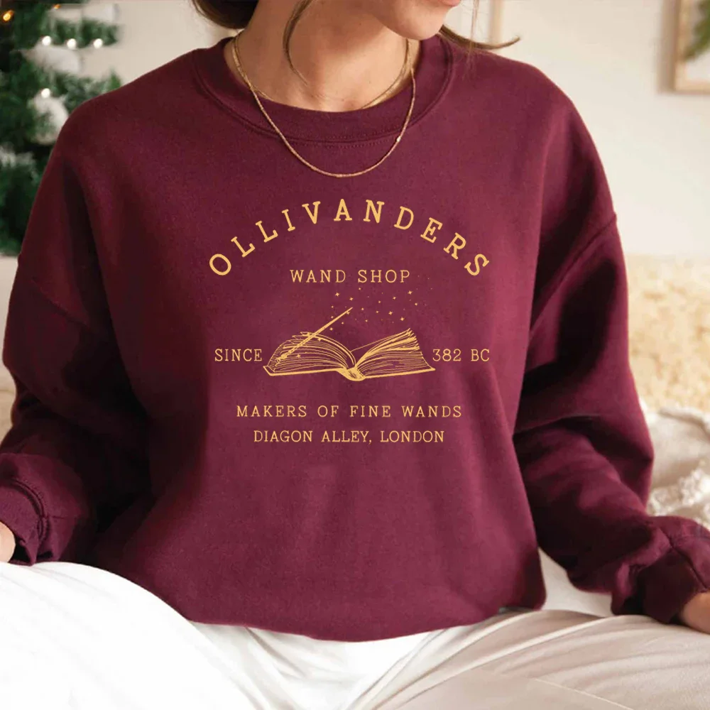 Wizard Book Shop Sweatshirt HP Sweater Magic Wizard Hoodies Women Long Sleeve Sweatshirts Book Nerd Pullover Fans Gift Hoodie 3