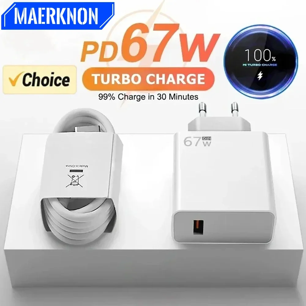 Original 67W 6A USB Super Fast Charging Charger Adapter For Xiaomi Mi 12 11 Type C Cable POCO X5 X4 Pro Redmi Note 10 11 Charge