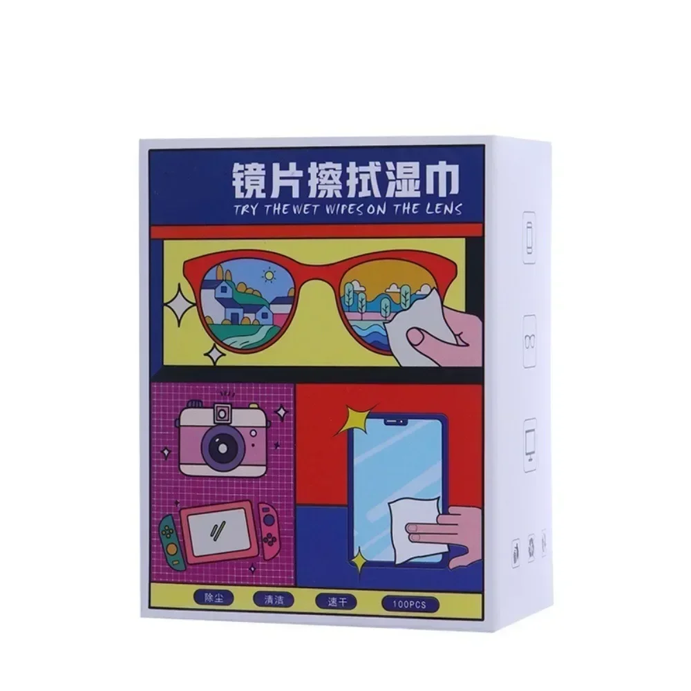 100PCS Disposable Eyeglass Cleaning Pads Traceless Quick Drying Anti-fog Glasses Wipes Dust Removal Remove Oil 6