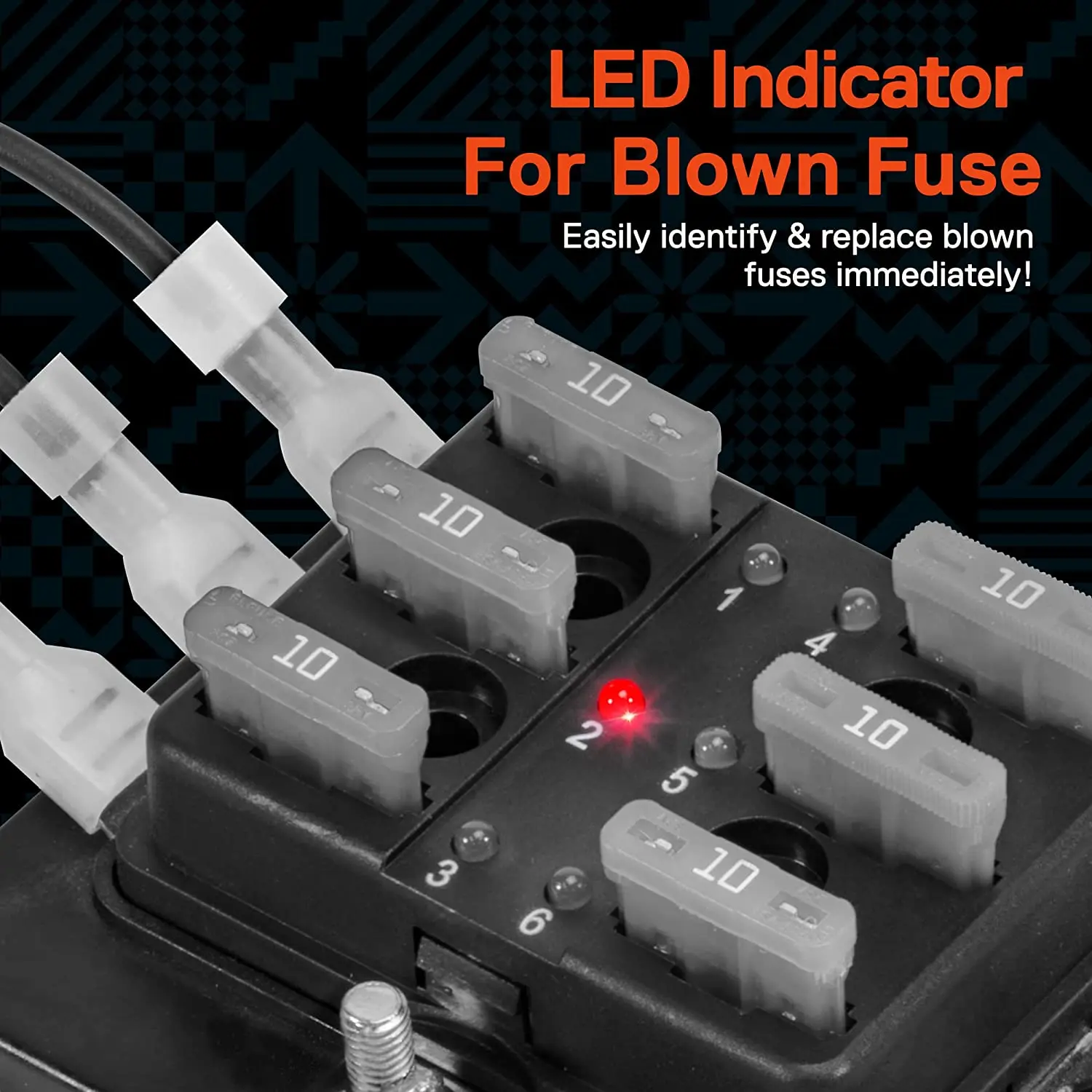 Jtron 6 way/10 Way Blade Fuse Box Holder with LED Warning Light for Car Boat Marine Trike 12V 24V M size
