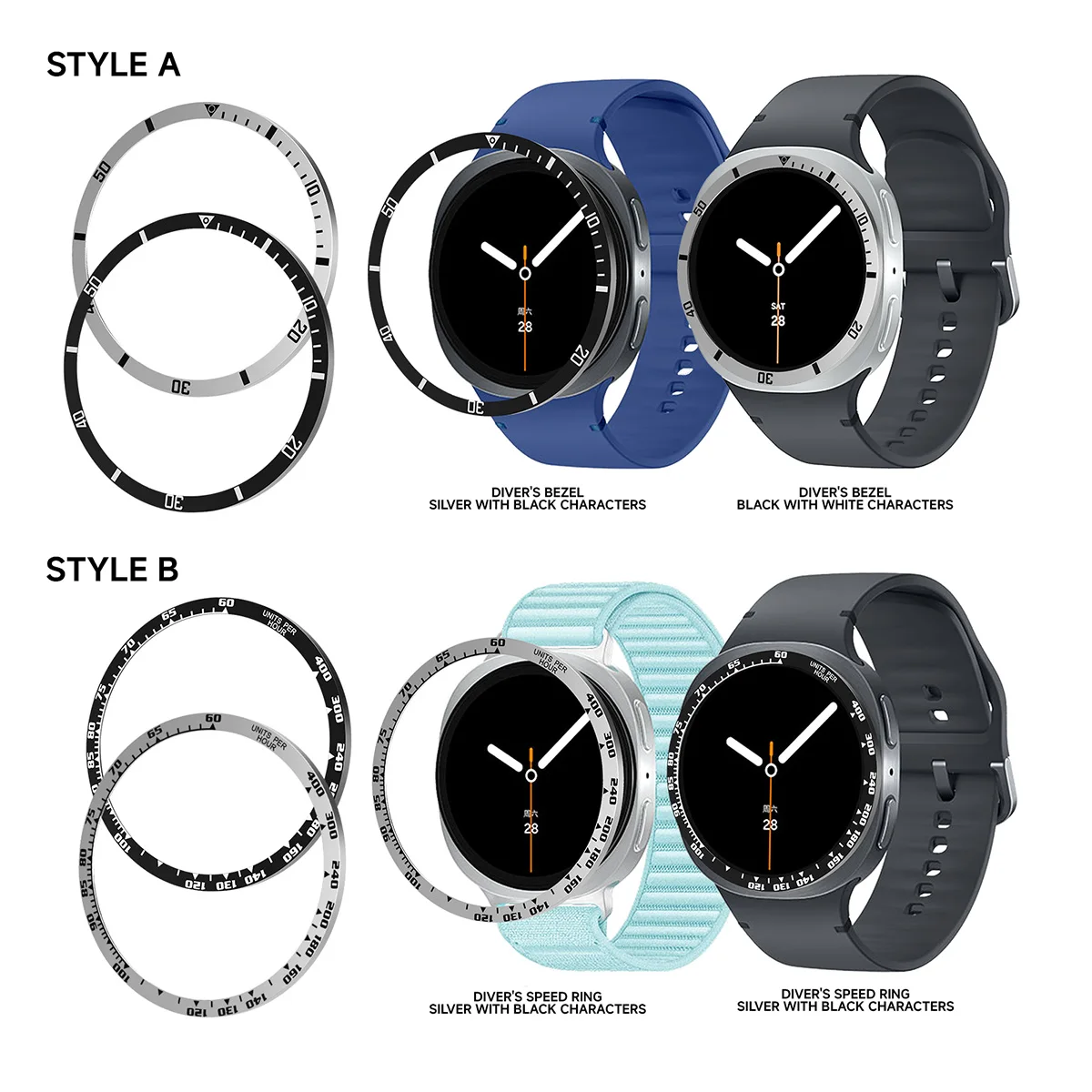 Premium Stainless Steel Bezel Ring for Galaxy Watch - Elegant Sporty Decoration and Protection