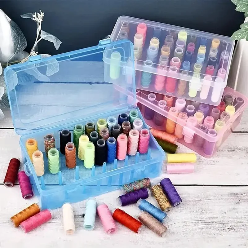 Sewing Storage Box 42 Axis Sewing Threads Box Bobbins Storage Case Transparent Needle Spool 24 Grids Organizer Household DIY Sewing Accessories