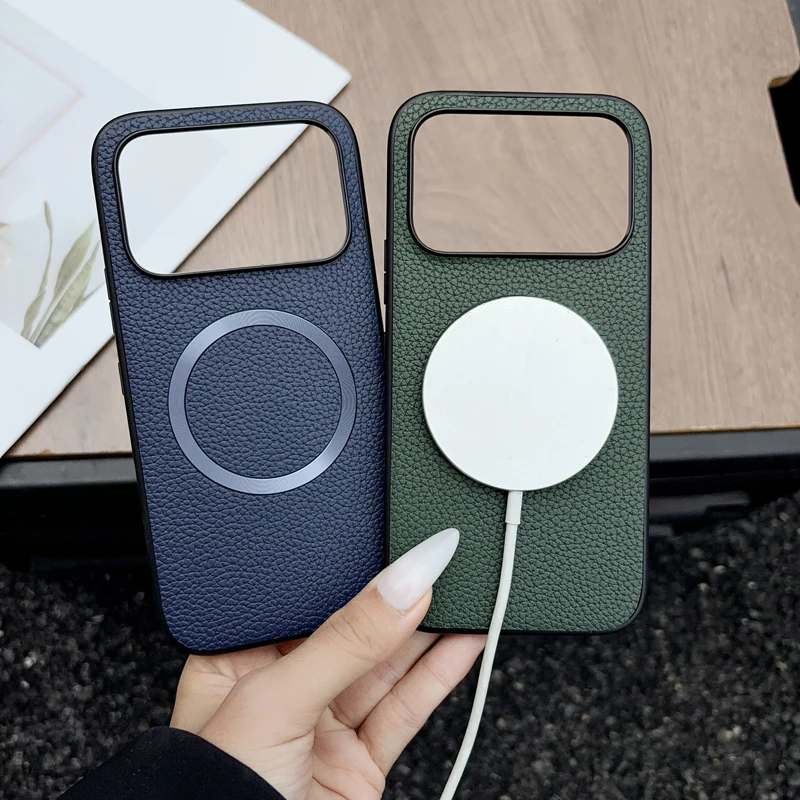 Premium Lichee Pattern PU Leather Magnetic Phone Case - Anti-Fall Protection