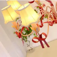 Lustre de chambre à coucher pour enfants, éclairage de style crème, lampe suspendue à nœud mignon, plafonnier chaud, lustres de salle à manger, pastorale 5