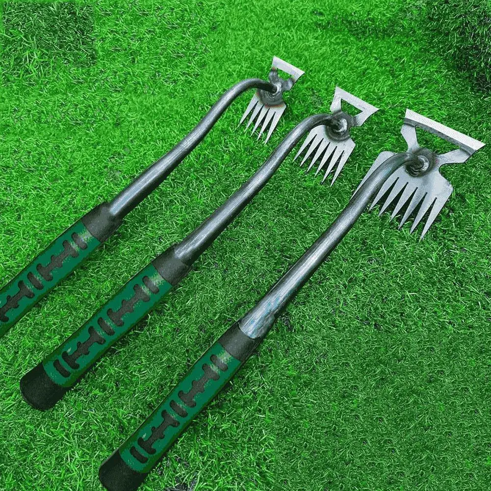 2-in-1 Garden Rake and Weed Puller Shovel Manual Rooting Tool with 5/6/11 Tooth Options for Weeding and Gardening Soil Loosening 1