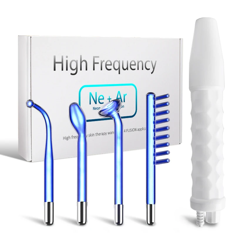 

High Frequency Facial Machine Electrotherapy Wand Glass FUSION Neon + Argon Wands Remove wrinkles Inflammation Acne Skin Spa