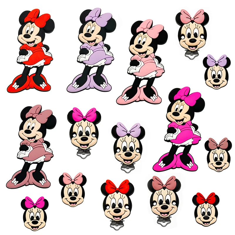 Teething Toys Pacifier Clip Pacifier Chain Pacifier Accessories Baby Silicone Accessories 1pcs Silicone Disney Mickey Mouse BPA Free Teething Infant Chewable Dummy Necklace