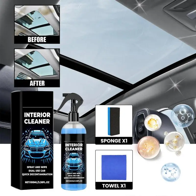 

Спрей для очистки крыши автомобиля, 100 мл, мощный Многоцелевой Очиститель, спрей для ткани, инструмент для очистки салона автомобиля, спрей для очистки пятен на крыше автомобиля