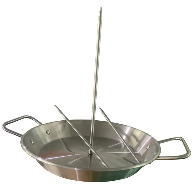 Rozsdamentes Acél Függőleges Nyárs Bbq Nagy Teherbírású Stand Up Grill Sült Csepp Serpenyő Csirke Pörkölt Állvány Kültéri Kert