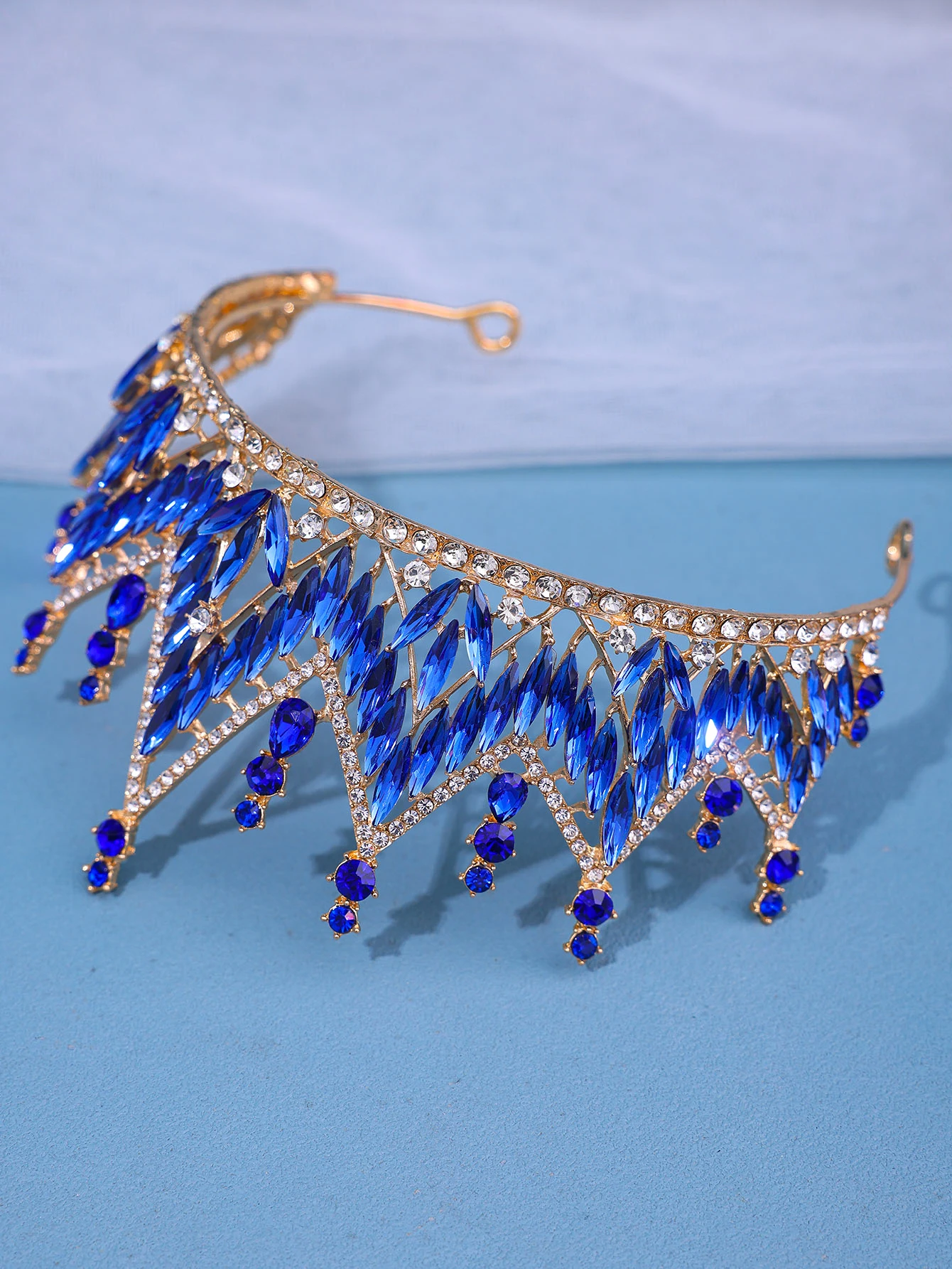 Barocke Luxus-Braut-Diademe mit glitzernden Kristallen, Kronen, geometrische Strass-Festzug-Diadem, Braut-Stirnbänder, Hochzeitszubehör – Detail 3