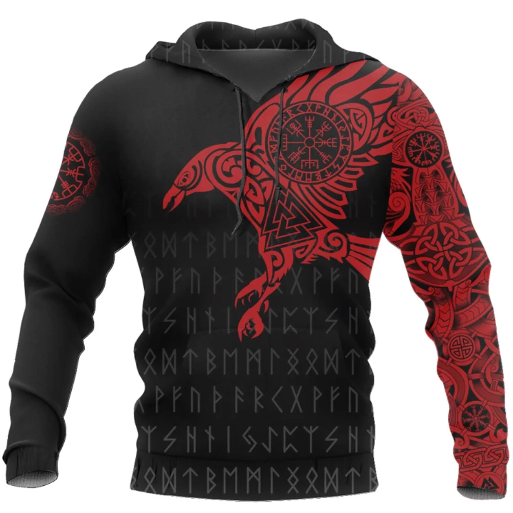 

Viking The Raven of Tattoo 3D Printed Men Hoodies Retro Harajuku Fashion Hooded Sweatshirt Autumn Hoody Casual streetwear hoodie