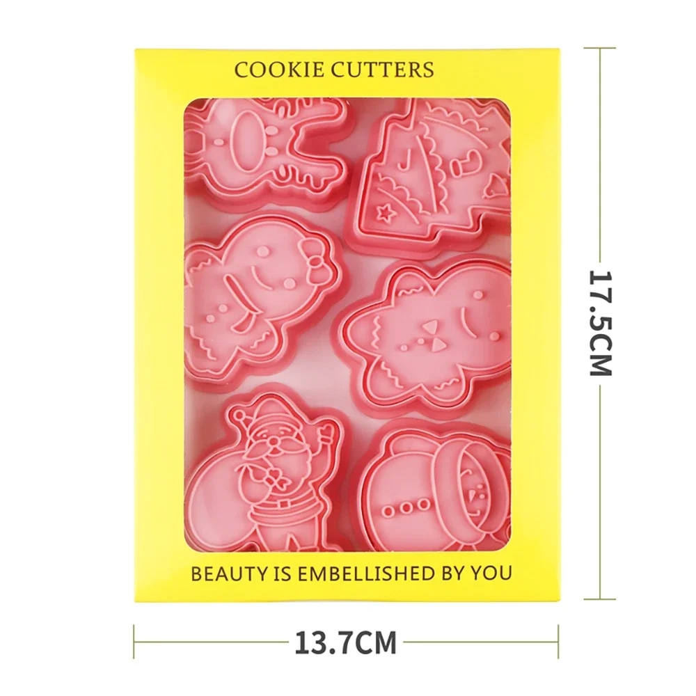 6 Pcs/Set DIY Christmas Circus Cartoon Biscuit Mould Cookie Cutter 3D Biscuits Mold Plastic Baking Mould Cookie Decorating Tools