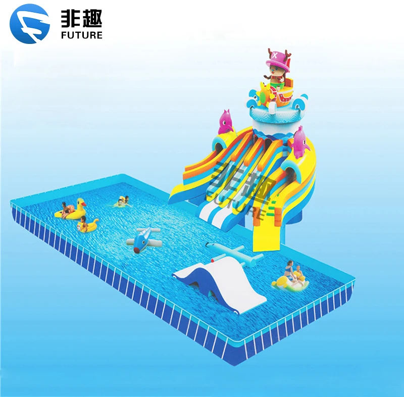 Giochi All'Aperto Giardino Che Rimbalza Scivolo Gonfiabile Scivolo D'Acqua Chopper Giochi Per Bambini