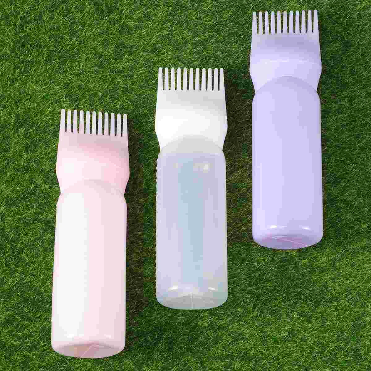 3 Pcs Purple Hair Shampooing Tool Coloring Bottle Applicator with Comb Shampoo Style Tools