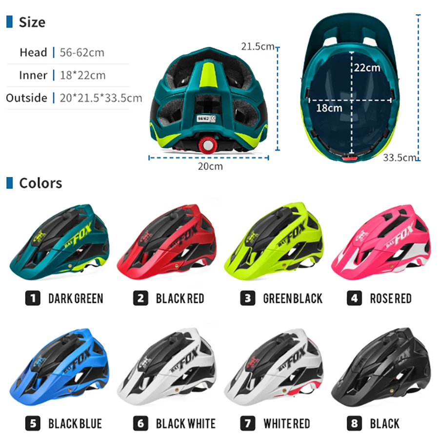 BATFOX-Casque de VTT tout-terrain pour homme, casque de vélo