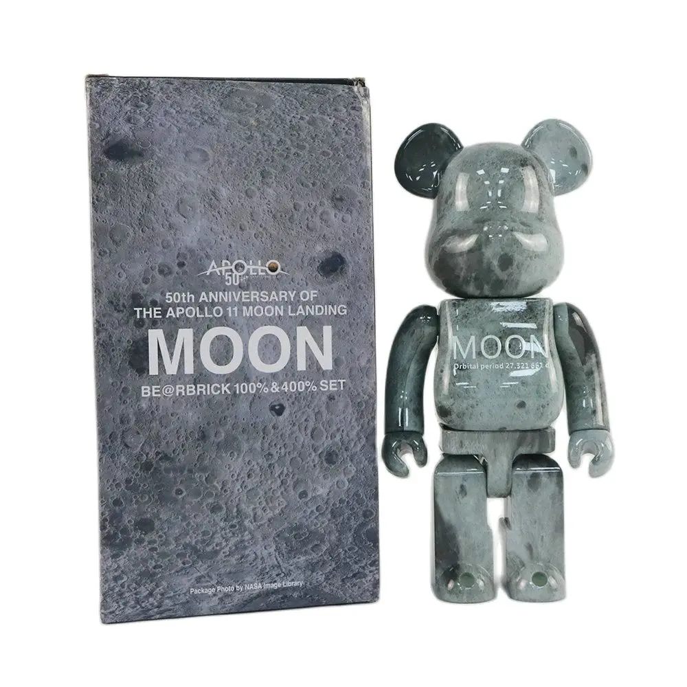 

Bearbrick Moon Moon Building Block Bear 400% Fashion Doll Violent Bear Decoration Cosmic Exploration Moonscape