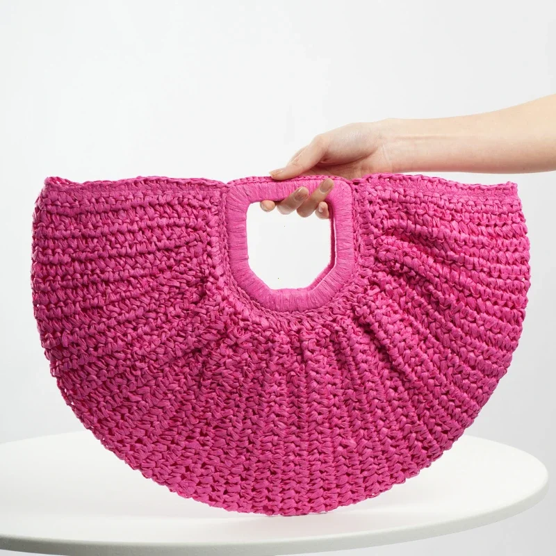 Travel Big Basket Summer Straw Woven Basket Handbag Fashion Ladies Large Capacity Straw Beach Bag Handmade Handbags Purse