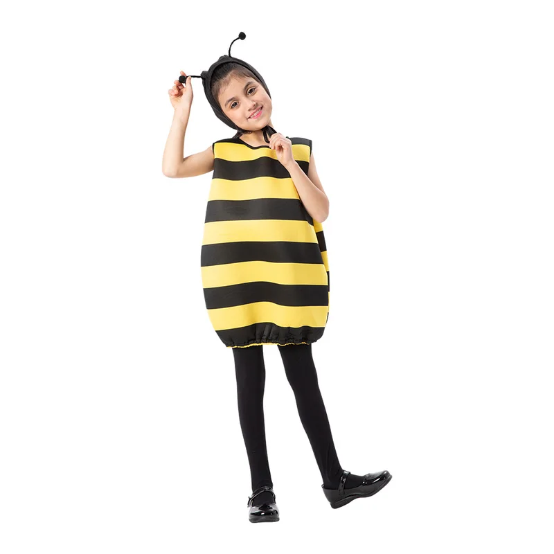 

New Summer Girls Lovely Sleeveless Bumblebee Halloween Costume Animal Cute Bee Cosplay Party Carnival Easter Purim Fancy Dress