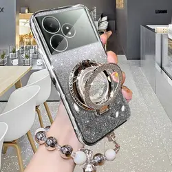 Luxury Silicone Cellphone Case with Ring Holder - Original Back Cover Design - Realme gt neo5 (Silver)