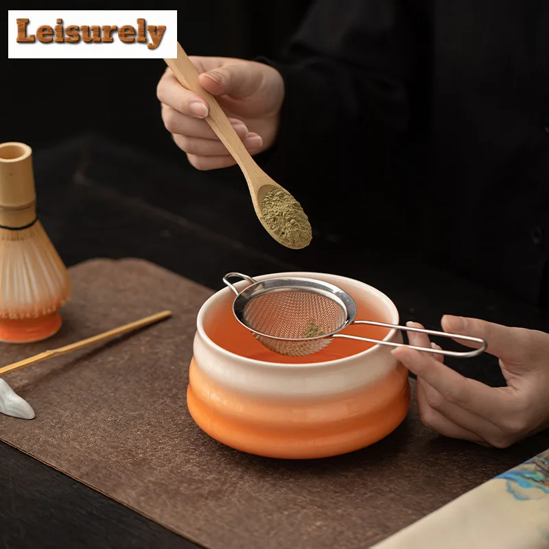 9pc/set Thread Gradient Ceramic Matcha Tools Kit Japanese Tea Ceremony Large Matcha Bowl Ea Powder Whisk Filter Screen Supplies