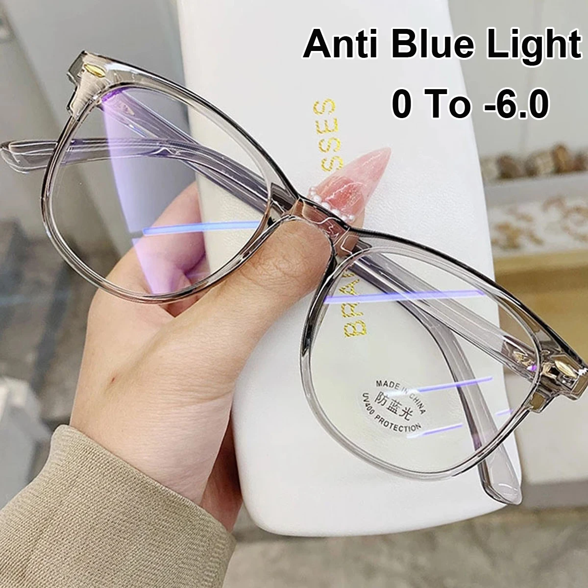 

Unisex Men Women Transparent Computer Myopia Glasses Anti Blue Light Oval Frame Near Sight Eyewear Optical Spectacle Eyeglasses